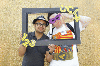 Alumni enjoying the photo booth