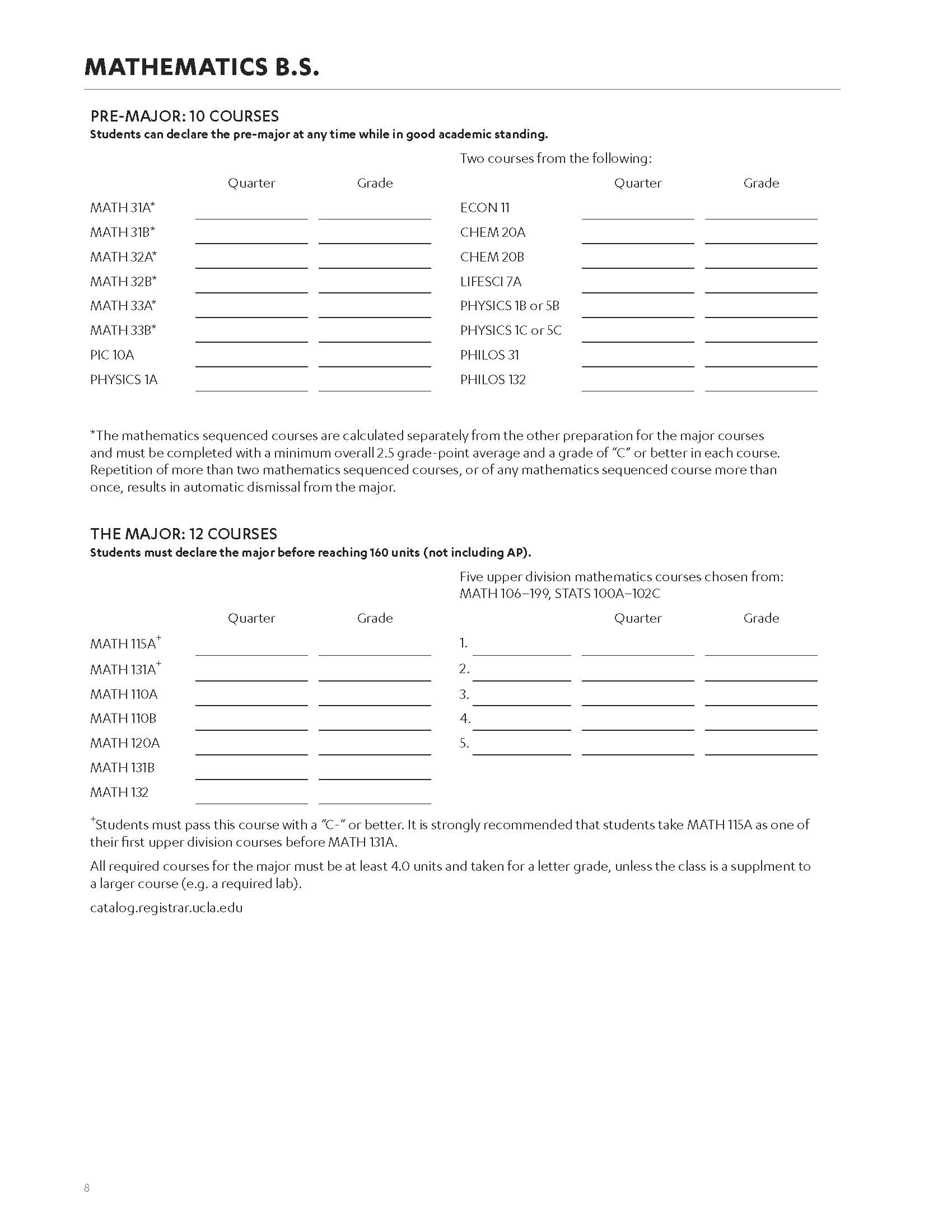 ucla course guide Mathematics major | ucla department of mathematics.