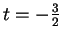 $ t = -\frac 32$