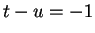 $ t - u = -1$