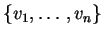 $ \{v_1,\ldots, v_n\}$