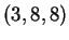 $ (3,8,8)$