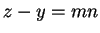 $ z-y = mn$