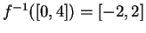 $ f^{-1}([0,4]) = [-2,2]$