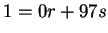 $ 1 = 0r + 97s$
