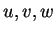 $ u,v,w$