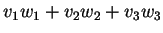 $ v_1 w_1 + v_2 w_2 + v_3 w_3$