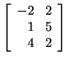 $ {\left[\begin{array}{rr}-2&2\\  1&5\\  4&2\end{array}\right]} $