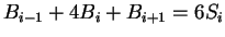 $ B_{i-1} + 4 B_i + B_{i+1} = 6 S_i $