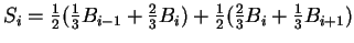 $ S_i = {\frac 1 2}({\frac 1 3} B_{i-1} + {\frac 2 3} B_i) +
{\frac 1 2}( {\frac 2 3} B_i + {\frac 1 3} B_{i+1}) $
