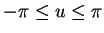 $ -\pi \leq u \leq \pi$