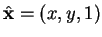 $ \hat{\mbox{\bf x}} = (x,y,1)$