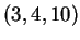 $ (3,4,10)$