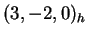 $ (3,-2,0)_h$