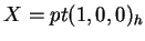 $ X = pt (1,0,0) _ h$