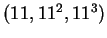 $ (11,11^2,11^3) $