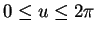$ 0 \leq u
\leq 2 \pi$