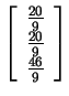 $ \left[\begin{array}{c}\frac
{20}9\  \frac {20}9\  \frac {46}9\end{array}\right]$