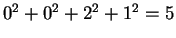 $ 0 ^ 2 + 0 ^ 2 + 2 ^ 2 + 1 ^ 2 = 5$
