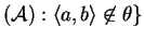 $ ({\cal A}) : \langle a,b
\rangle \not \in \theta\}$