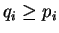 $ q_i \geq p_i$