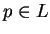 $ p \in L$