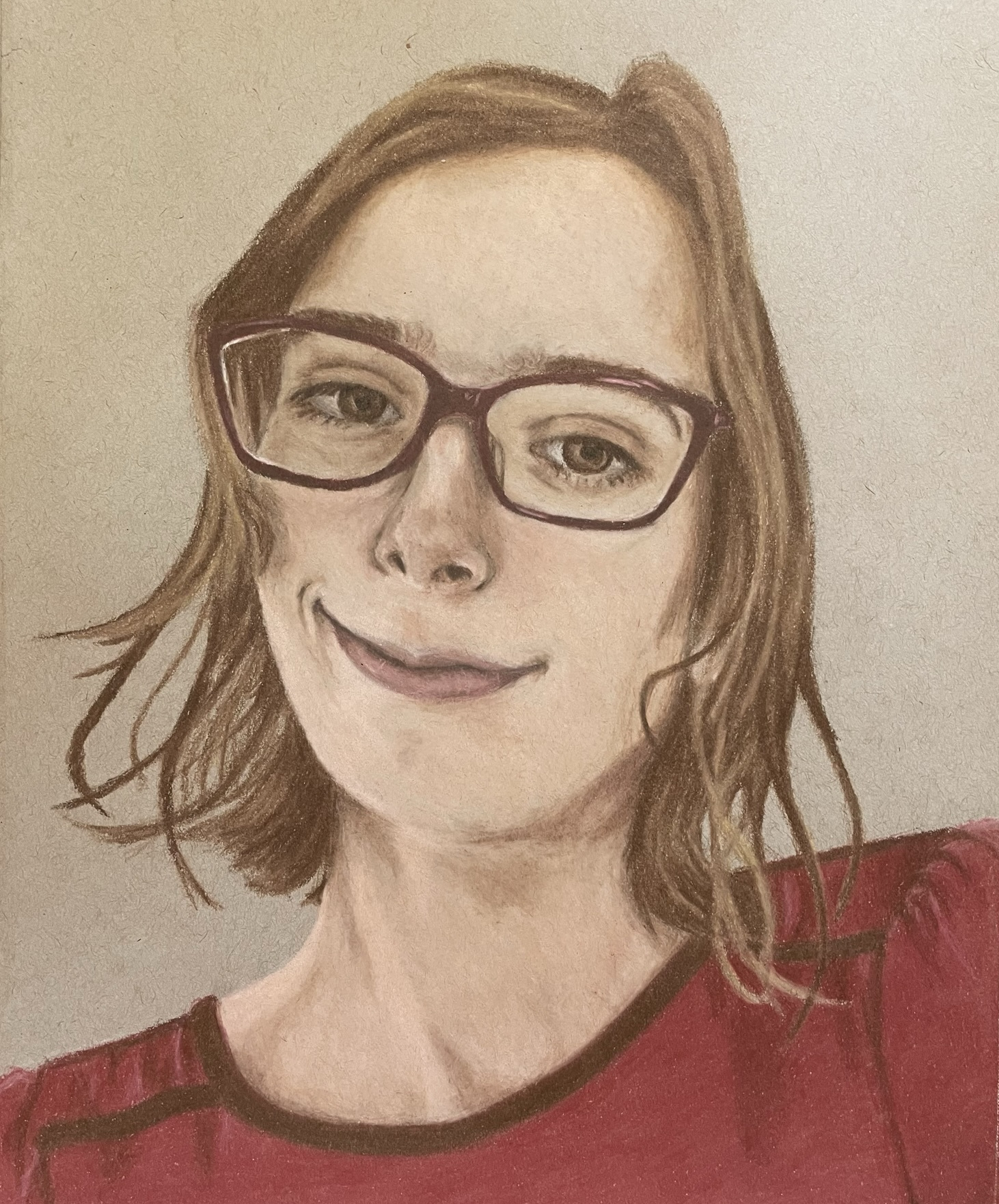 A colored pencil drawing of Erin.  It's very good!