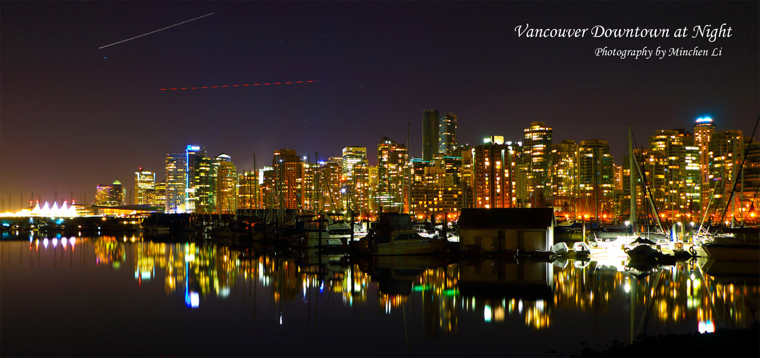 Vancouver Downtown at Night, Photography by Minchen Li